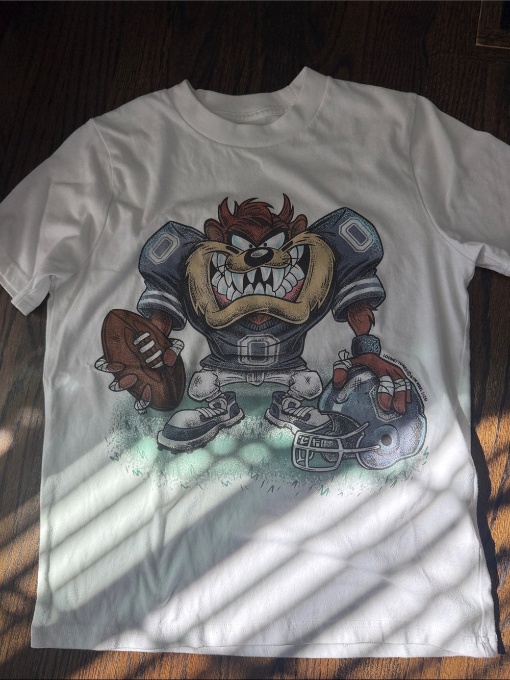 Abercrombie & Fitch White Short Sleeve Tee with Football Taz Graphic